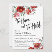 Invitation Bourgogne Fleurs Rouges À Avoir et à Tenir (Devant)