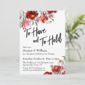 Invitation Bourgogne Fleurs Rouges À Avoir et à Tenir (Debout devant)