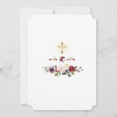 Invitation Bourgogne Fleurs Rouges Or Frame Sainte Communion (Dos)