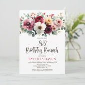 Invitation Bourgogne Floral 85e Anniversaire Brunch (Debout devant)