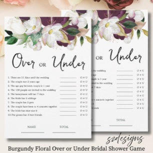 Invitation Bourgogne Floral au-dessus ou en dessous du jeu de