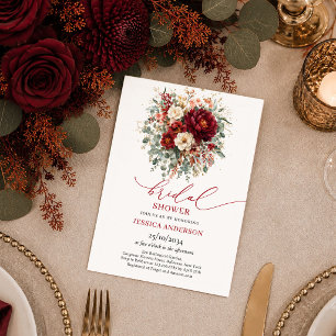 Invitation Bourgogne Floral automne bohème verdure mariage s