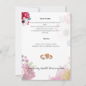 Invitation Bourgogne Floral & Bagues Or Elégant Mariage Invit (Dos)