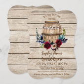 Invitation Bourgogne Floral Barrel Mariage de automne (Devant / Derrière)