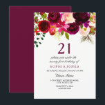 Invitation Bourgogne Floral Boho 21ème anniversaire Invitatio<br><div class="desc">Burgundy Floral Boho 21st Birthday Party Invitation Collection correspondante à Niche et Nest store. Boho chic bordeaux rouge aquarelle blanche florale Belle aquarelle peinte à la main</div>