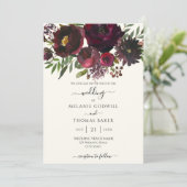 Invitation Bourgogne Floral Botanical Mariage élégant Luxe (Debout devant)