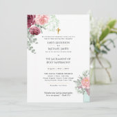 Invitation Bourgogne Floral Catholique Mariage de Masse Nupti (Debout devant)
