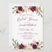 Invitation Bourgogne Floral Chic Script Rustique Fête des mar (Devant)