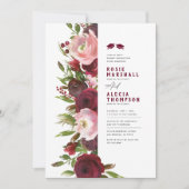 Invitation Bourgogne Floral Double Graduation Party Invitatio (Devant)