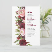 Invitation Bourgogne Floral Double Graduation Party Invitatio (Debout devant)