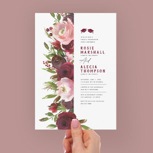 Invitation Bourgogne Floral Double Graduation Party Invitatio