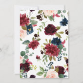 Invitation Bourgogne Floral Elégant Rustique Matron d'honneur (Dos)