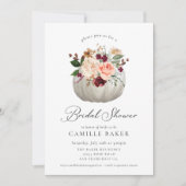 Invitation Bourgogne Floral et Fête des mariées Citrouille (Devant)