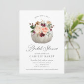 Invitation Bourgogne Floral et Fête des mariées Citrouille (Debout devant)