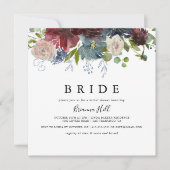 Invitation Bourgogne Floral et Fête des mariées de mariée ver (Devant)