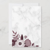 Invitation Bourgogne Floral et Marbre blanc Mariage islamique (Dos)