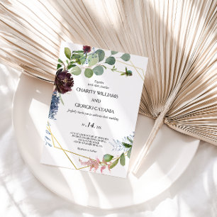 Invitation Bourgogne Floral et Mariage de verdure