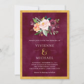 Invitation Bourgogne | Floral et Mariage or (Devant)