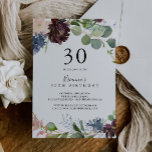 Invitation Bourgogne Floral et verdure 30e anniversaire<br><div class="desc">Cette invitation à la fête du 30e anniversaire bordeaux et fleurie est parfaite pour une fête d'anniversaire moderne. L'élégant design boho comprend des fleurs couleur marine,  rose vif et des fleurs à l'ombre du vin avec des détails artistiques au crayon.</div>