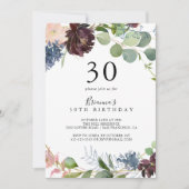 Invitation Bourgogne Floral et verdure 30e anniversaire (Devant)