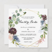 Invitation Bourgogne Floral et verdure Mariage espagnol (Devant)