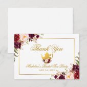 Invitation Bourgogne Floral Fête des mariées Tea Party Merci (Devant / Derrière)