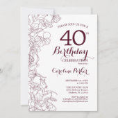 Invitation Bourgogne Floral fête du 40e anniversaire (Devant)