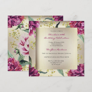 Invitation Bourgogne Floral Foxier Tropical Peony Birthday