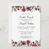 Invitation Bourgogne Floral Gold Foil Bridal Brunch Douche (Devant)