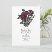 Invitation Bourgogne Floral Gothique Engagement Party Invitat (Debout devant)
