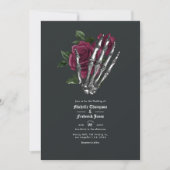 Invitation Bourgogne Floral Gothique Mariage QR Code Invitati (Devant)