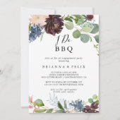 Invitation Bourgogne Floral Green I Do BBQ Engagement Party (Devant)
