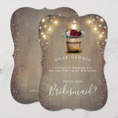 Invitation Bourgogne Floral Lanterne Russe Bridesmaid Proposi (Devant / Derrière)