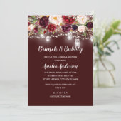 Invitation Bourgogne Floral Lights Brunch Et Douche Bubbly (Debout devant)