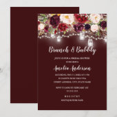 Invitation Bourgogne Floral Lights Brunch Et Douche Bubbly (Devant / Derrière)