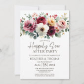 Invitation Bourgogne Floral Mariage après la fête (Devant)