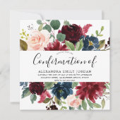 Invitation Bourgogne Floral Moderne Aquarelle Confirmation (Devant)