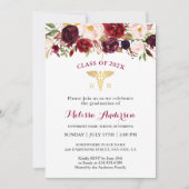 Invitation Bourgogne Floral Nursing School Graduation Party (Devant)