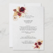 Invitation Bourgogne Floral Pampas Grass Tout en un Mariage (Dos)