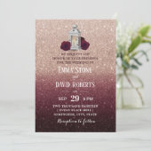 Invitation Bourgogne Floral Rose Gold Ombre Mariage (Debout devant)