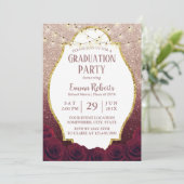 Invitation Bourgogne Floral Rose Gold Parties scintillant Omb (Debout devant)