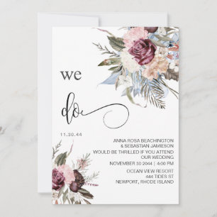 Invitation *~* Bourgogne Floral RSVP - QR AR15 MARIAGE Rose