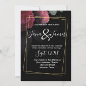 Invitation Bourgogne Floral Russe mariage (Devant)