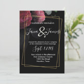 Invitation Bourgogne Floral Russe mariage (Debout devant)