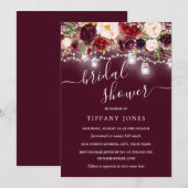 Invitation Bourgogne Floral Rustic Fête des mariées Invitatio (Devant / Derrière)