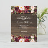 Invitation Bourgogne Floral Rustique Grange Fête des mariées  (Debout devant)