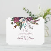 Invitation Bourgogne Floral Splendor Maid Of Honor Propositio (Debout devant)