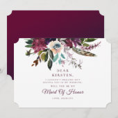 Invitation Bourgogne Floral Splendor Maid Of Honor Propositio (Devant / Derrière)