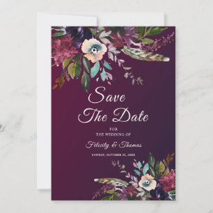 Invitation Bourgogne Floral Splendor Sauver La Date