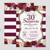 Invitation Bourgogne Floral Surprise 30ème anniversaire (Devant / Derrière)
